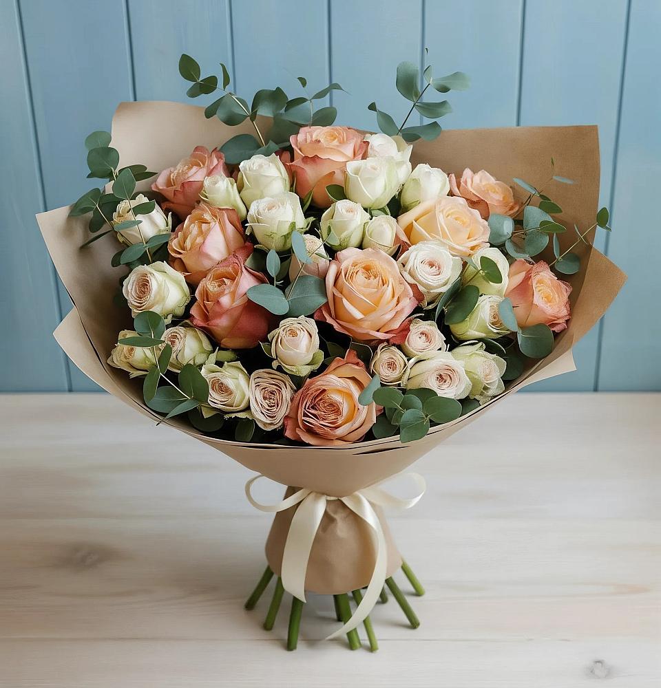 Букет цветов из: Альстромерии и Розы в Новом Сулаке