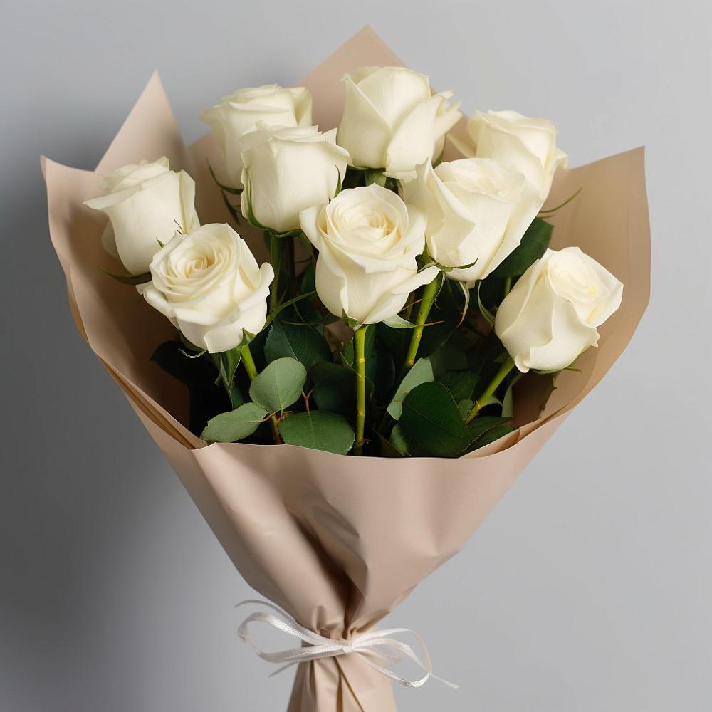 Букет 9 Белых роз Эдлесс Лав в Новом Сулаке