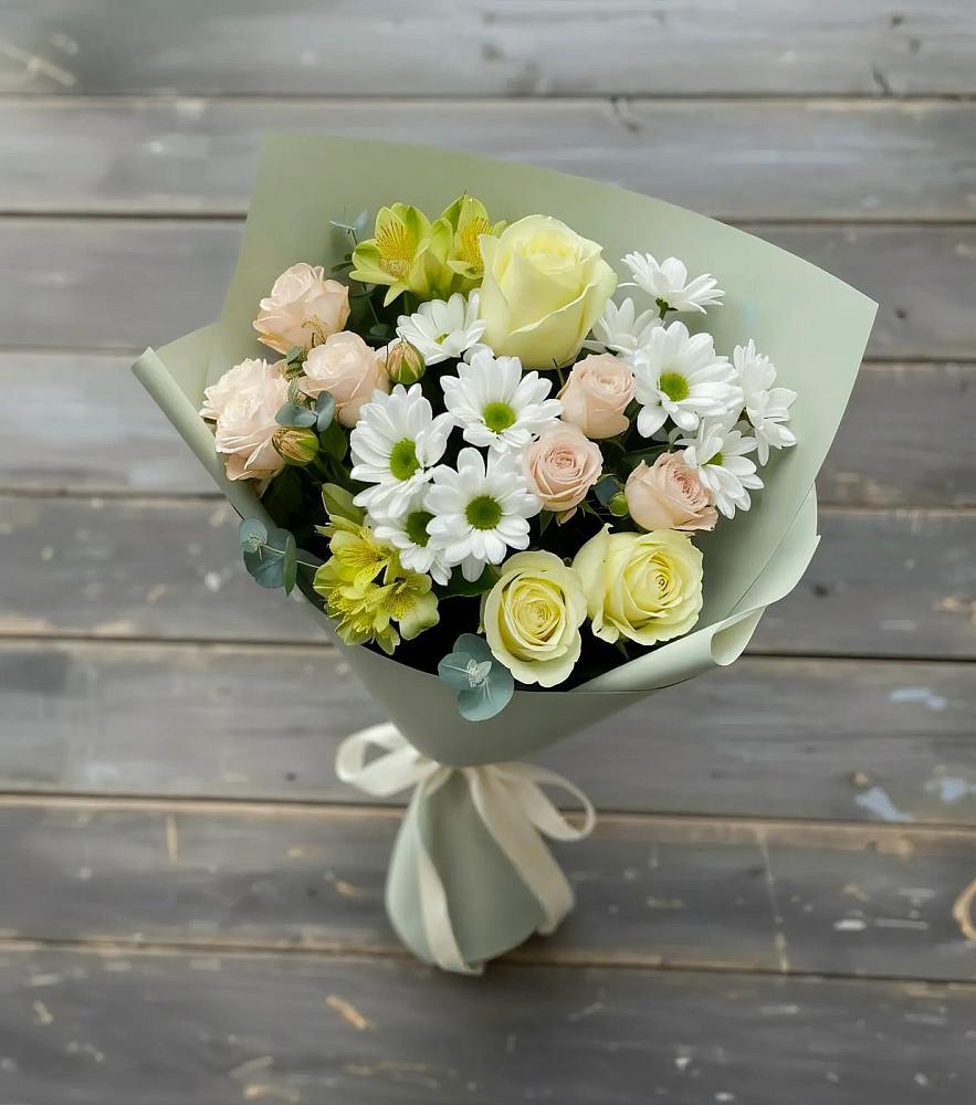 Букет цветов из: Альстромерии, Розы и Хризантемы в Новом Сулаке