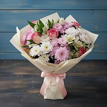 Букет цветов из:  Хризантемы, Альстромерии и Розы в Новом Сулаке