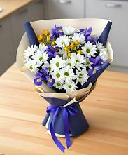 Букет цветов из:  Розы, Ирисы и Хризантемы #REPLACE_PRED# Новом Сулаке