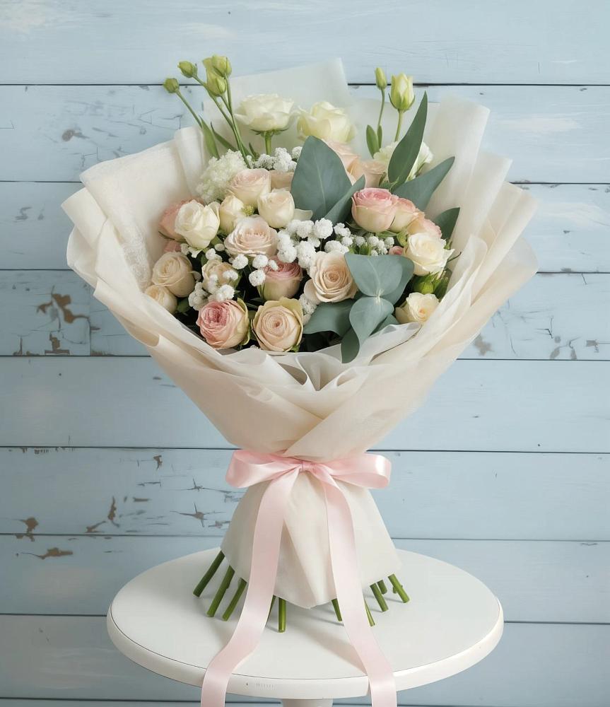 Букет цветов из: Розы и Лизиантусы в Новом Сулаке