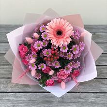 Букет цветов из:  Розы, Герберы и Хризантемы в Новом Сулаке