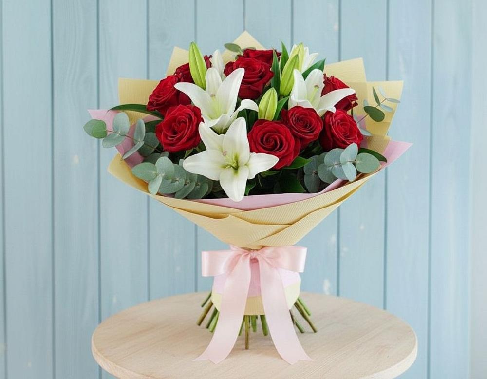 Букет цветов из: Лилии и Розы в Новом Сулаке